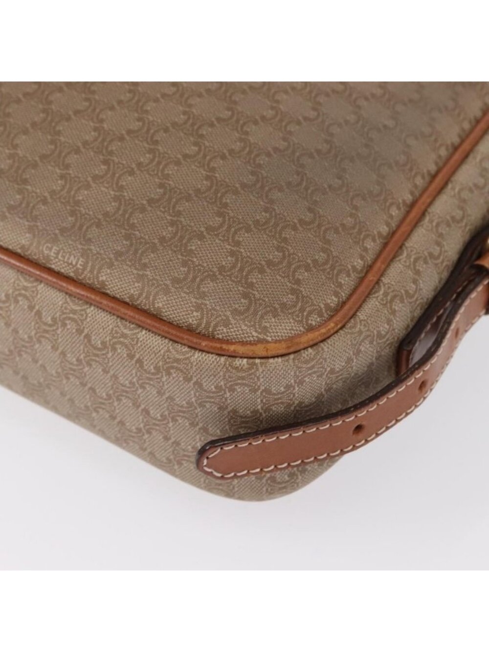 Authentic CELINE Macadam Canvas Shoulder Bag PVC Beige Gold - Picture 5 of 16